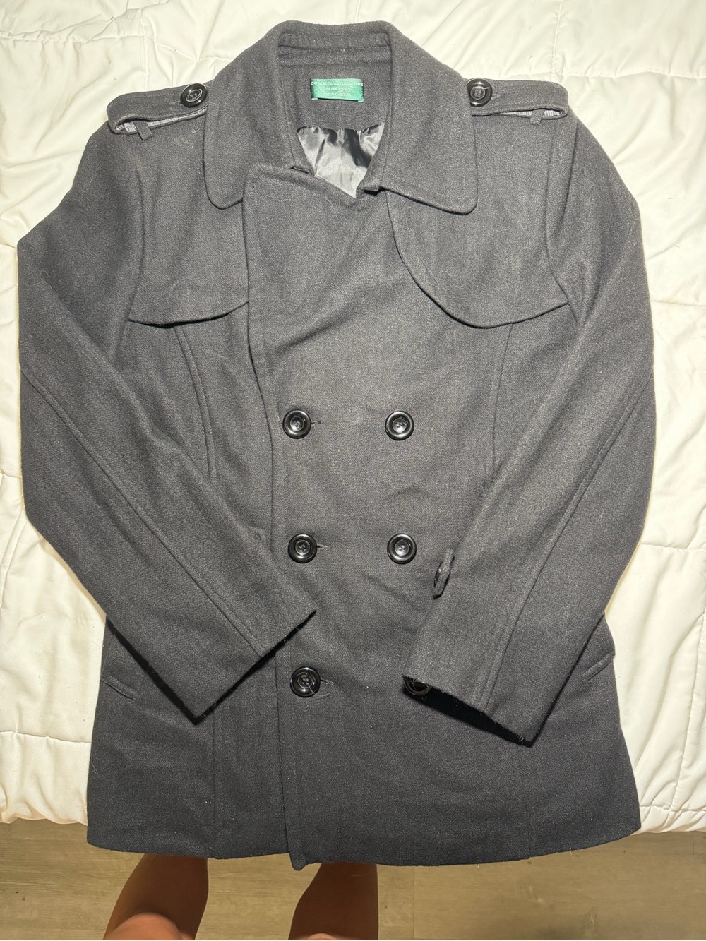 Comme des Garcons Men's Double-Breasted Peacoat - Charcoal Gray